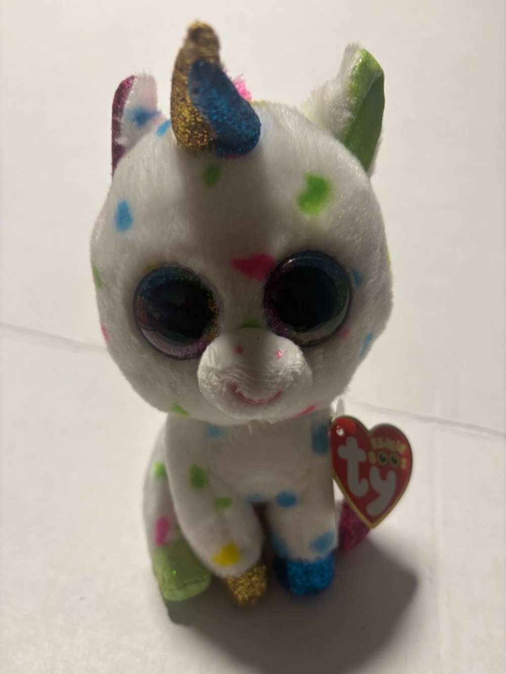 Ty Unicorn Plush with Multicolor Spots and Glitter Accents harmony